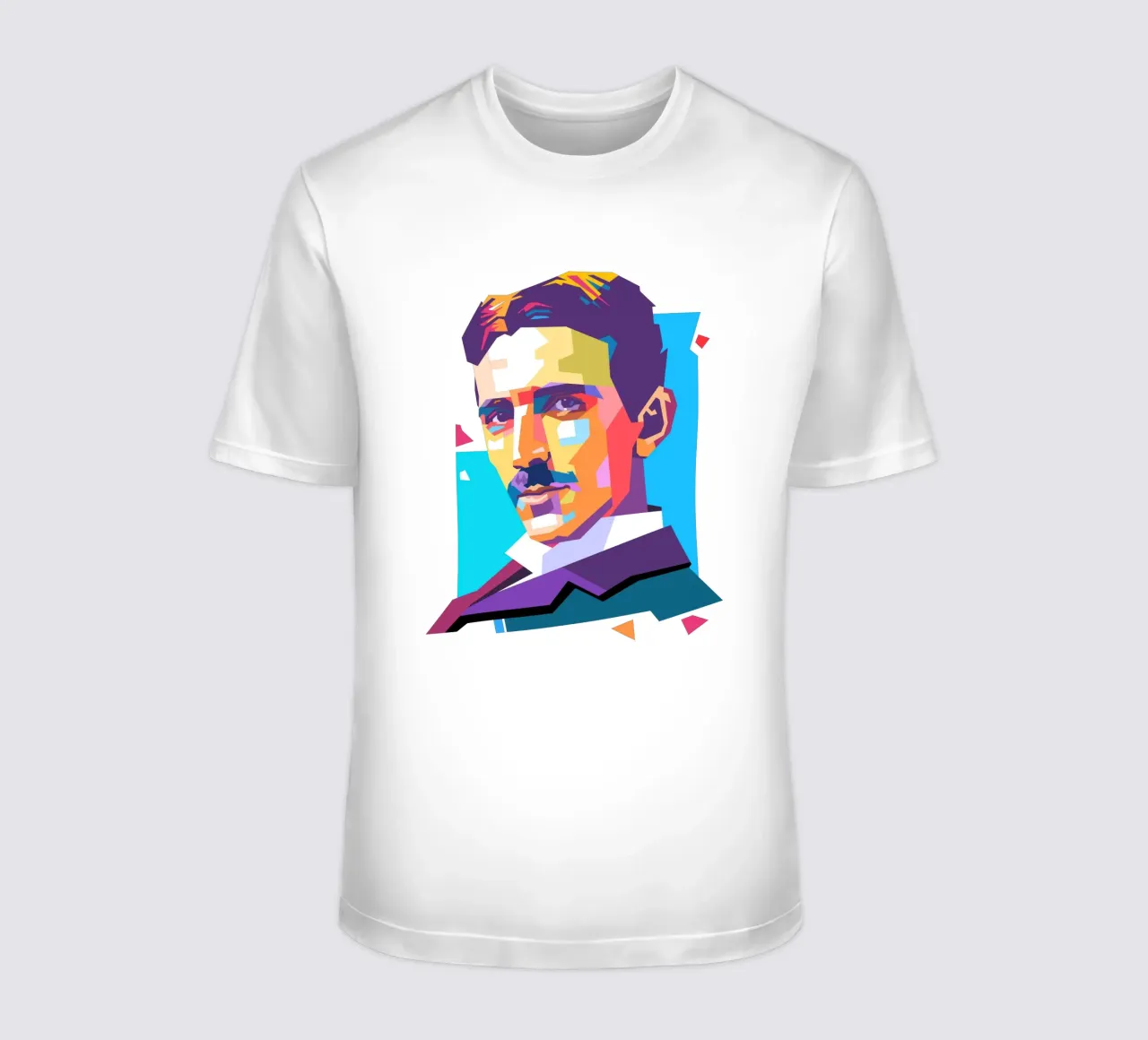 Nikola Tesla pop art portrait t-shirt by Hantamrata