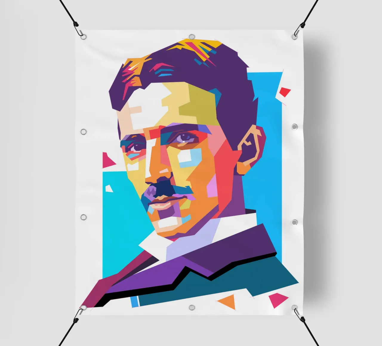 Ritratto pop art di Nikola Tesla telo in pvc da Hantamrata
