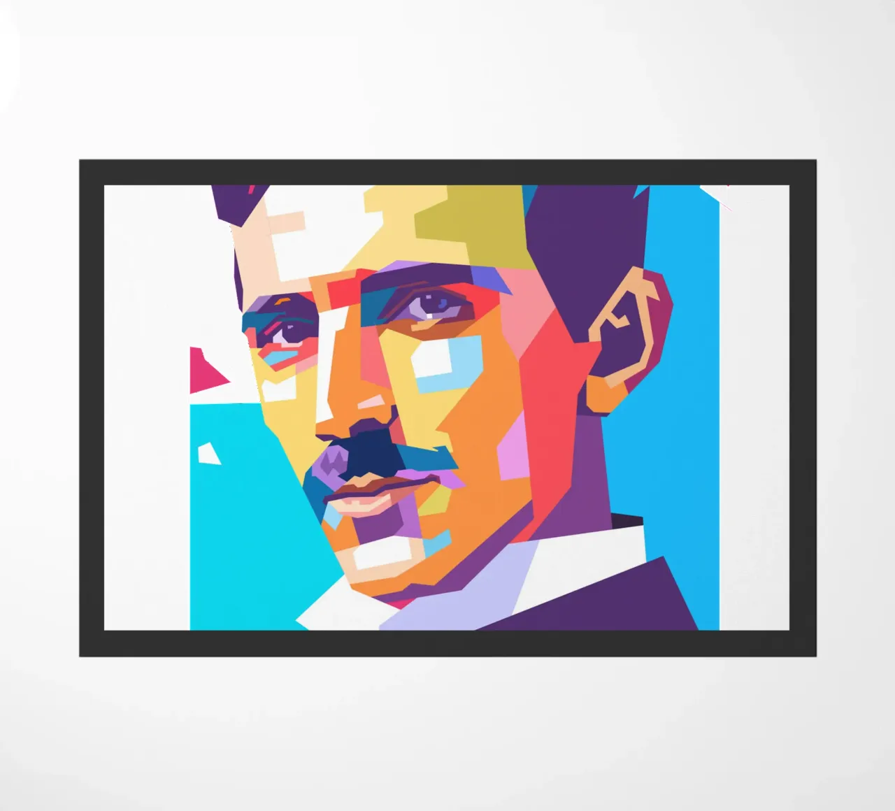 Nikola Tesla pop art portrait doormat by Hantamrata