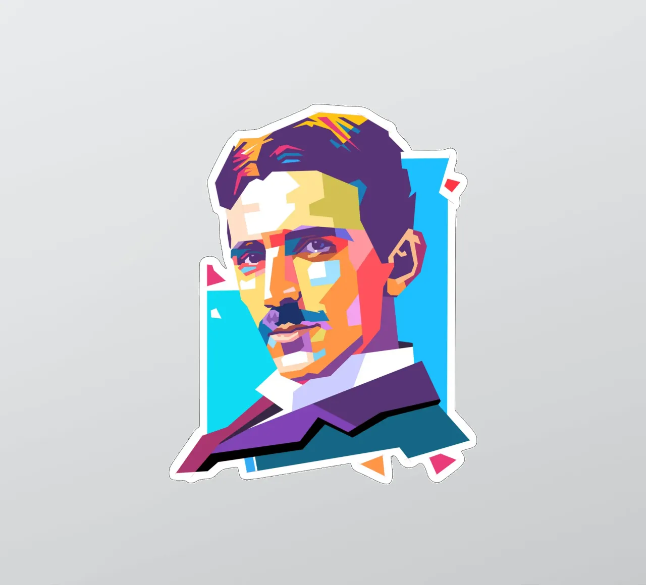 Nikola Tesla pop art portrait sticker by Hantamrata
