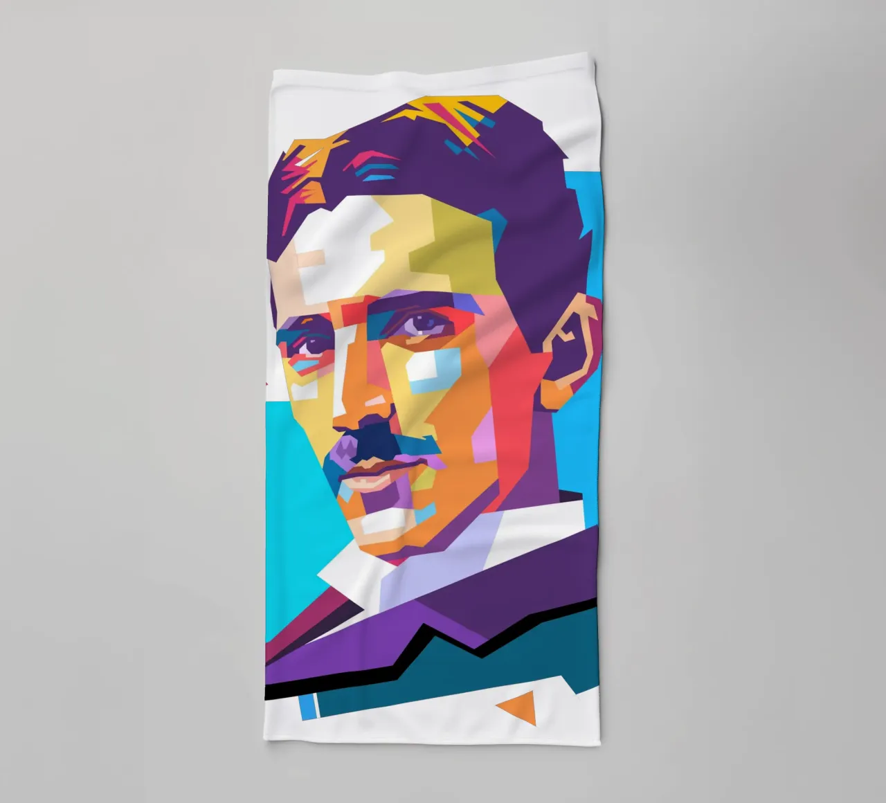Ritratto pop art di Nikola Tesla asciugamano da bagno da Hantamrata