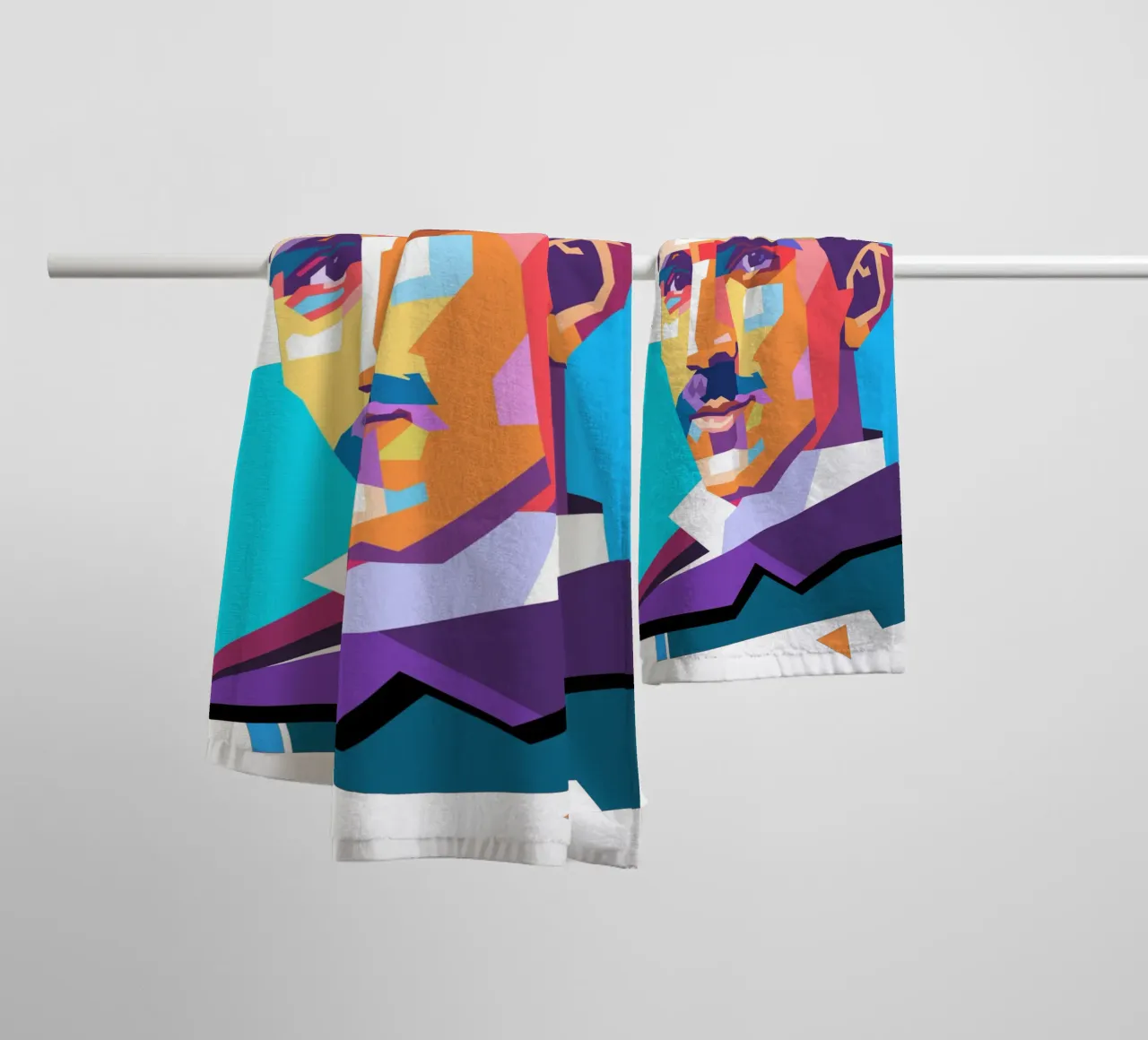 Ritratto pop art di Nikola Tesla asciugamano da bagno da Hantamrata