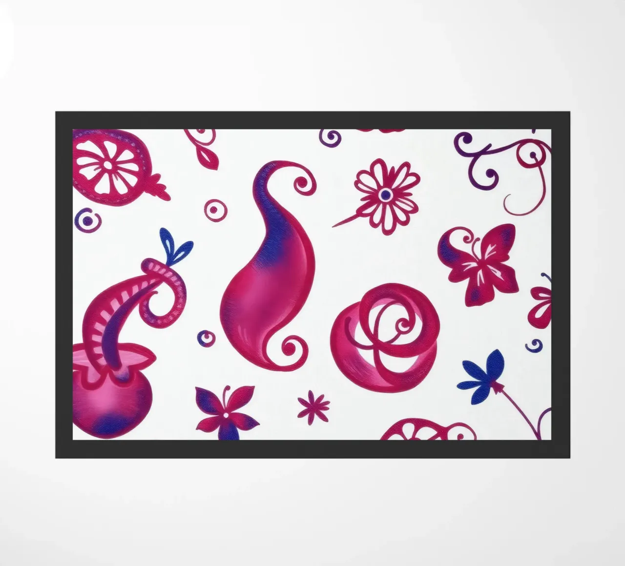 Colorful floral patterns create an artistic background doormat by DesignDoodle