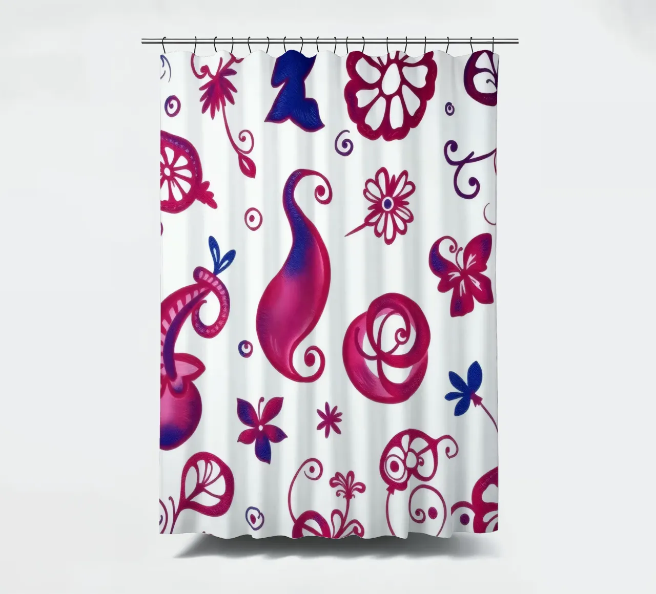 Colorful floral patterns create an artistic background shower curtain by DesignDoodle