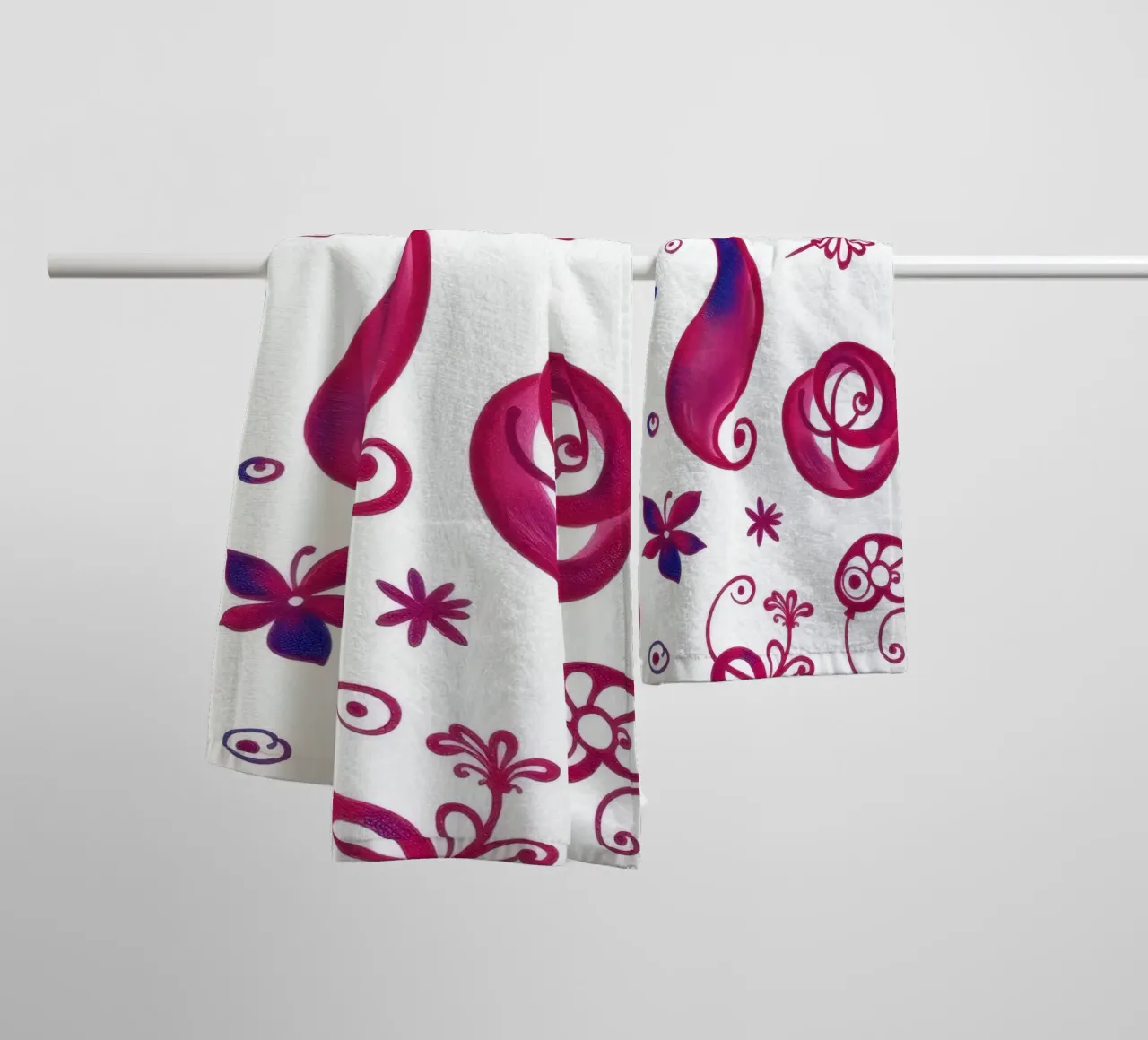 Colorful floral patterns create an artistic background towel by DesignDoodle