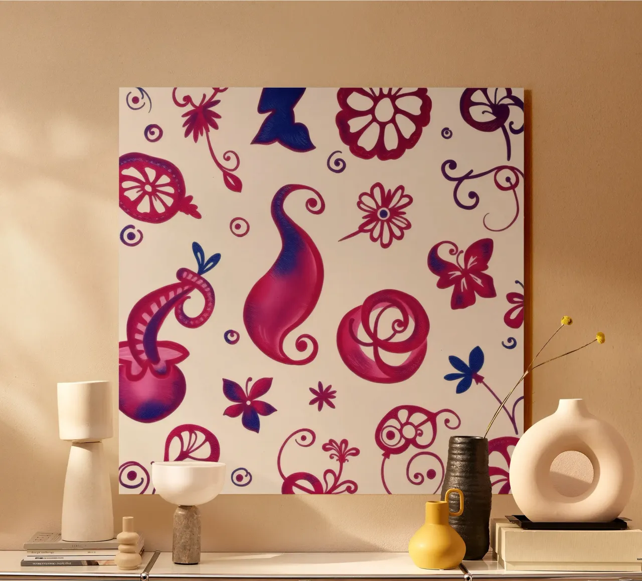 Colorful floral patterns create an artistic background alu-dibond by DesignDoodle