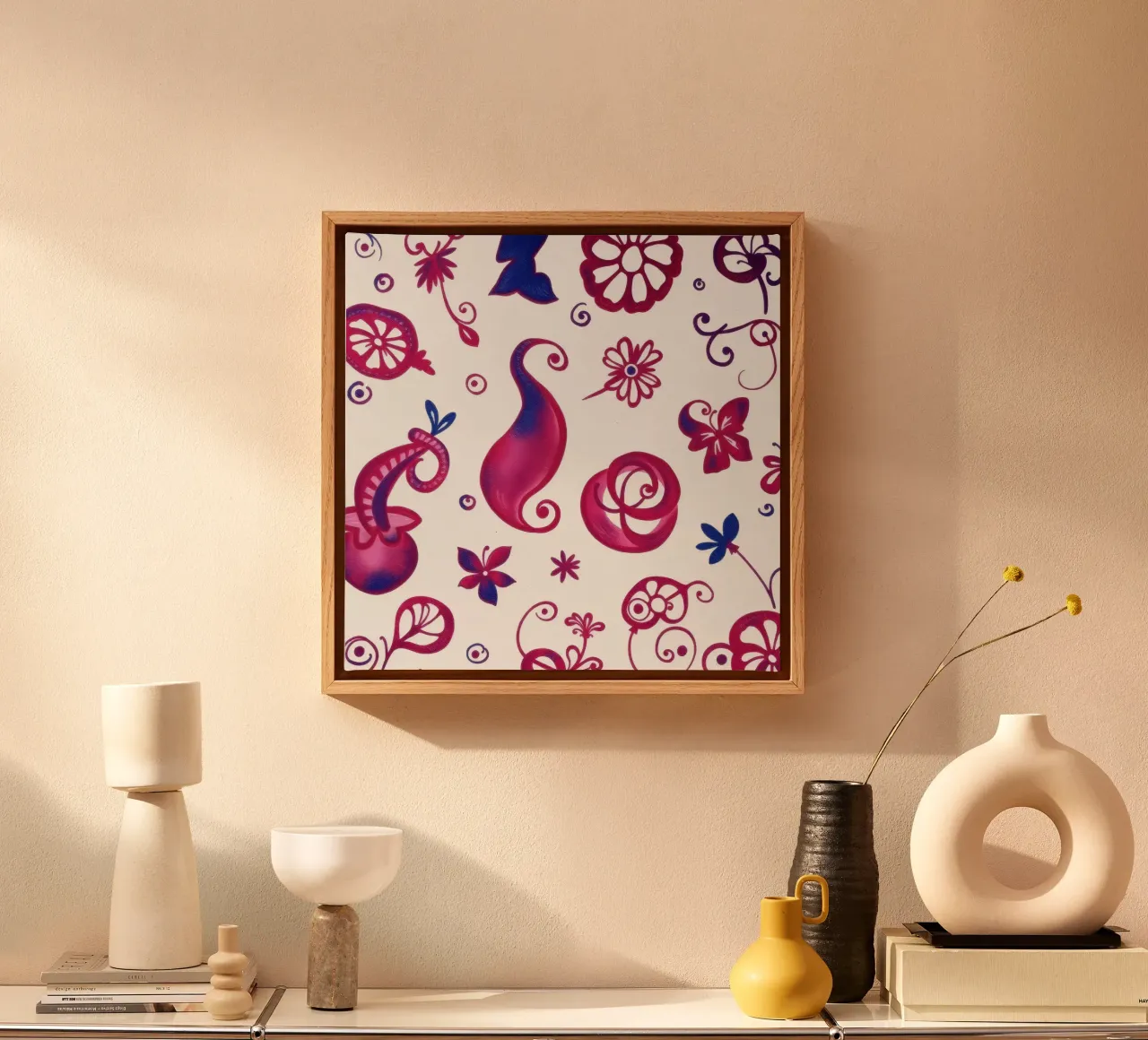 Colorful floral patterns create an artistic background canvas by DesignDoodle
