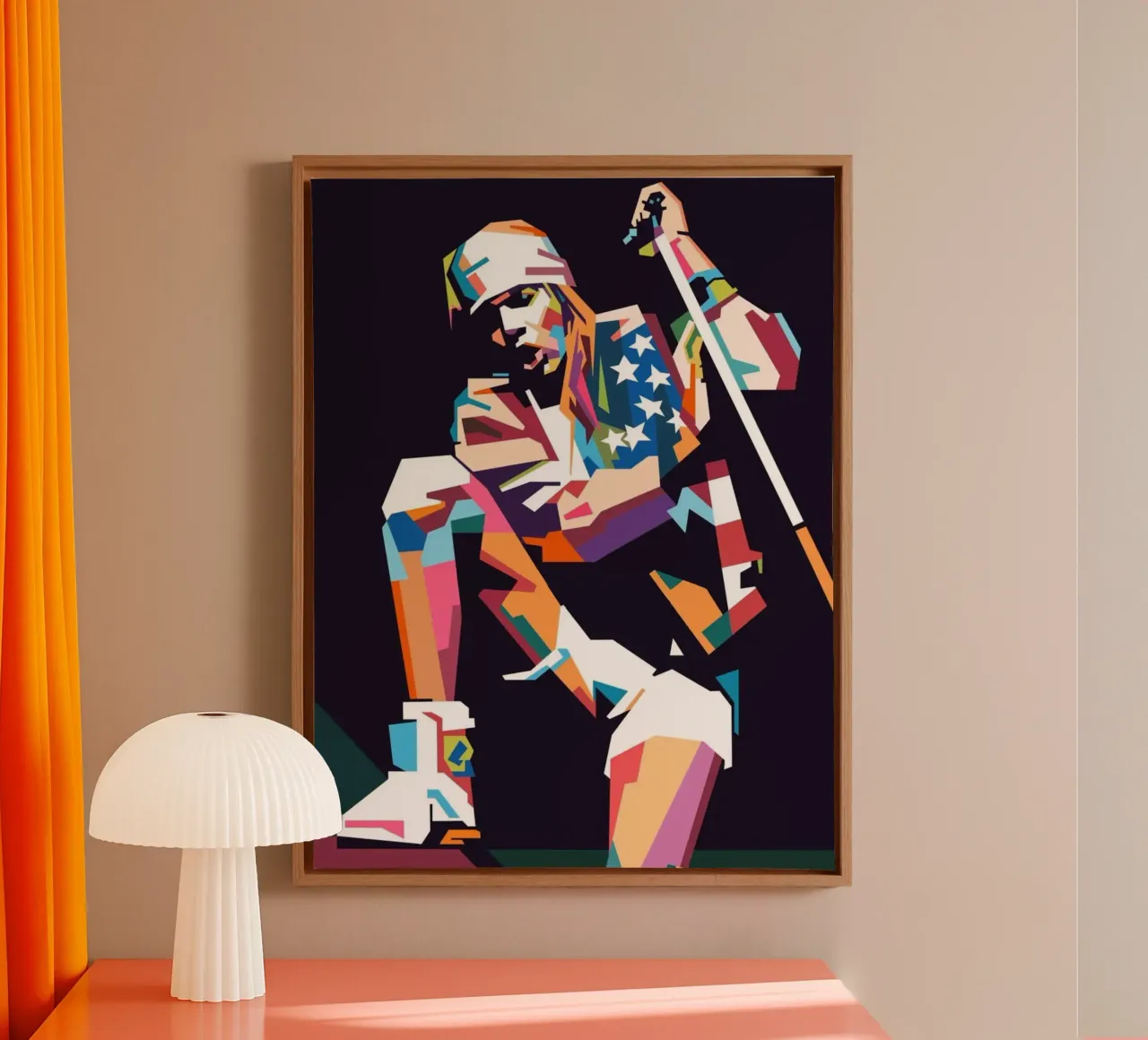 Ritratto pop art di Axl Rose tela con Cornice a cassetta da Hantamrata