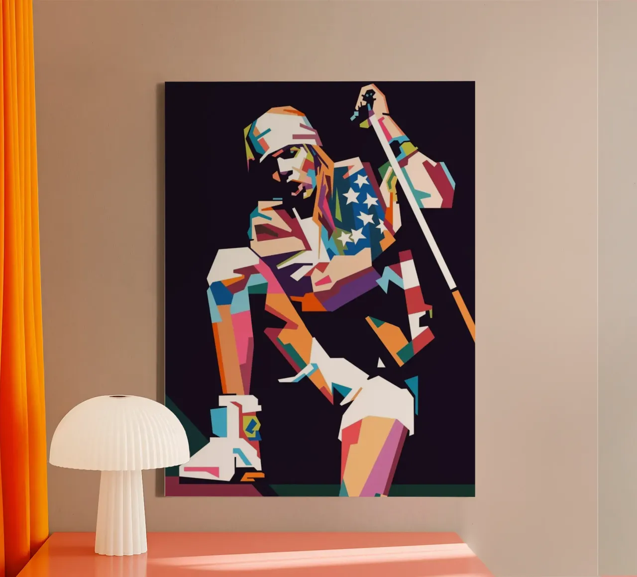 Ritratto pop art di Axl Rose tela con Cornice a cassetta da Hantamrata