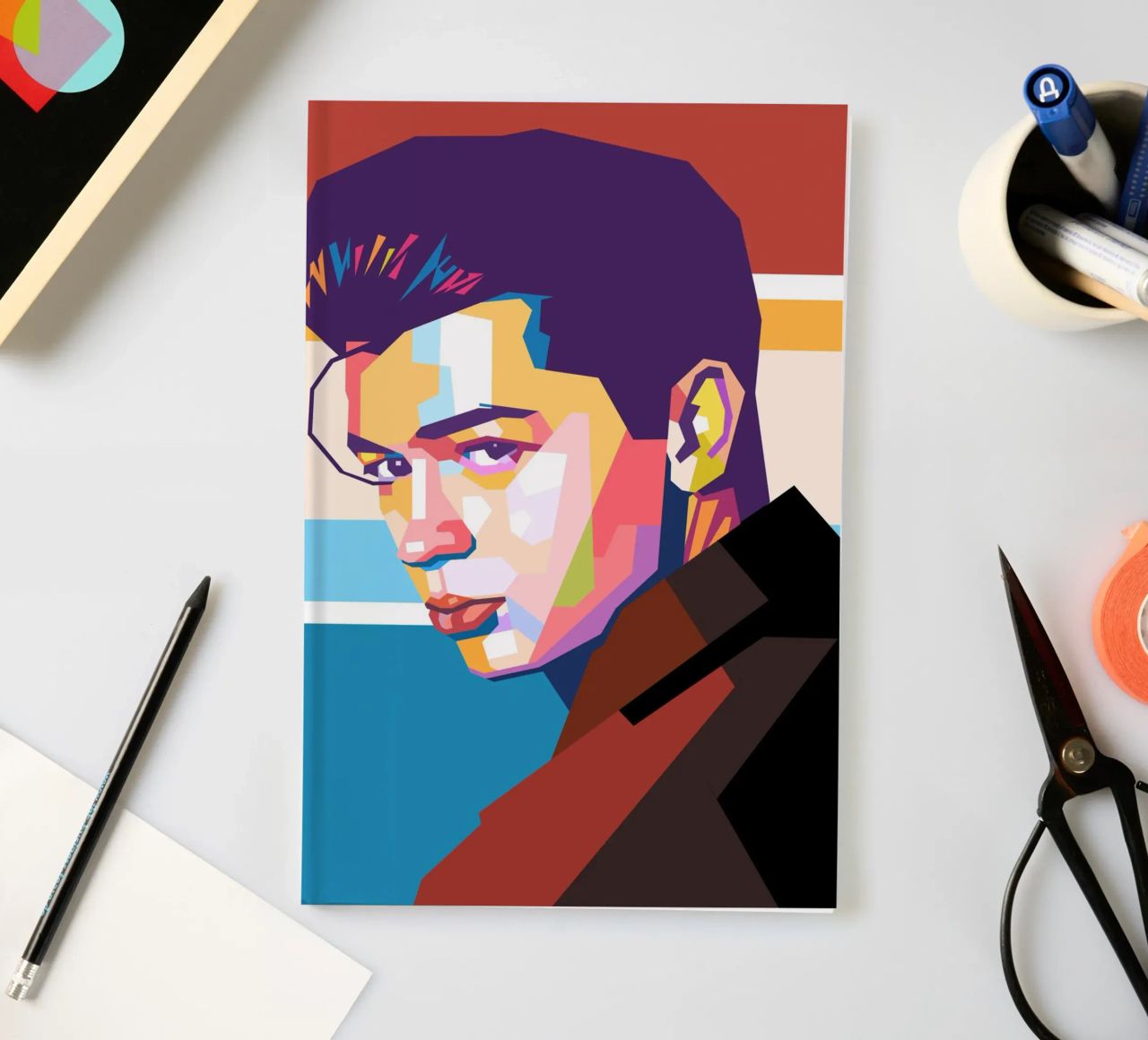 Elliot James Reay pop art portrait notebook by Hantamrata