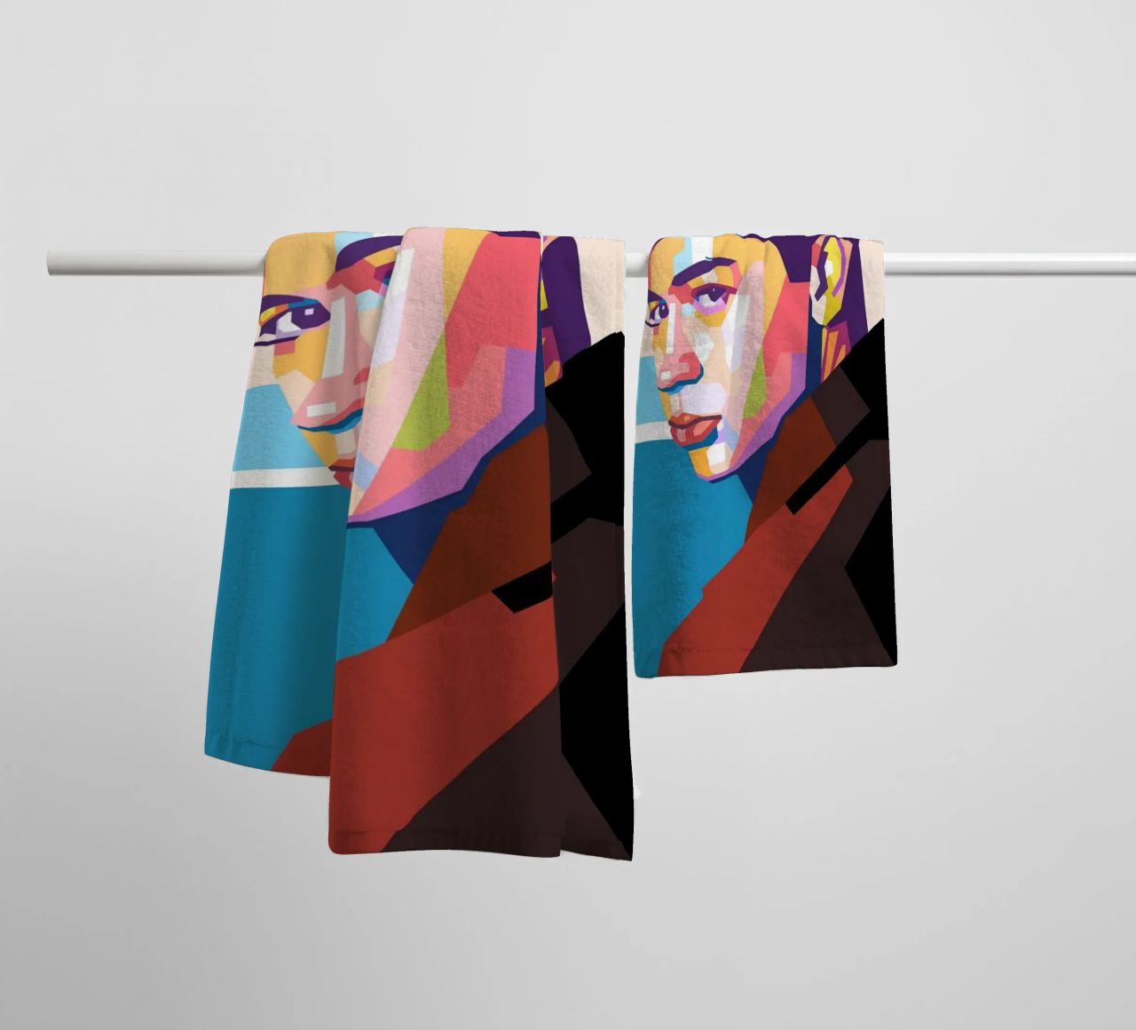 Elliot James Reay pop art portrait towel by Hantamrata