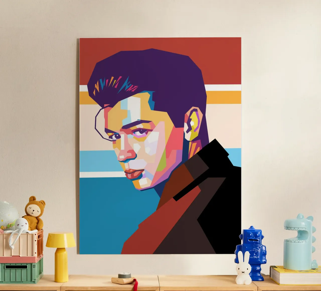 Elliot James Reay ritratto pop art plexiglass da Hantamrata