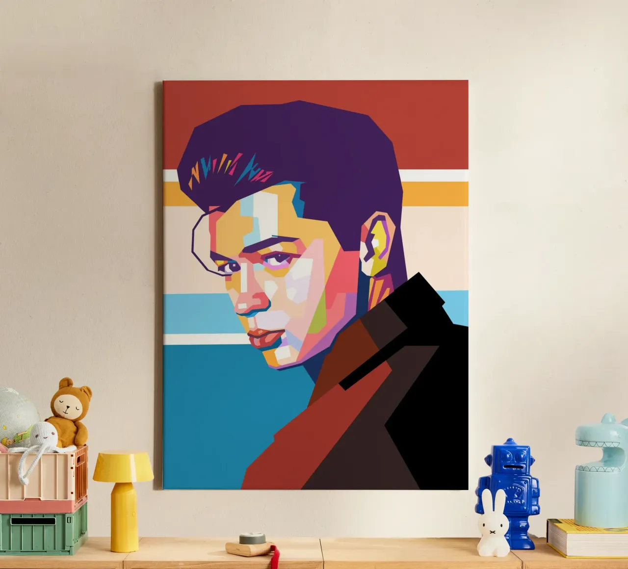 Retrato pop art de Elliot James Reay lienzo de Hantamrata