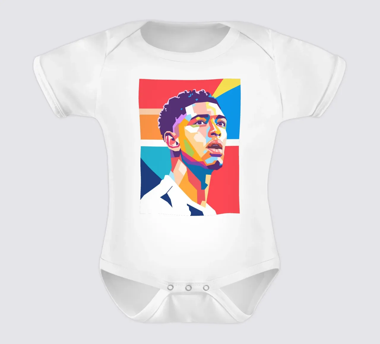 Jude Bellingham pop art portrait short-sleeve baby romper by Hantamrata