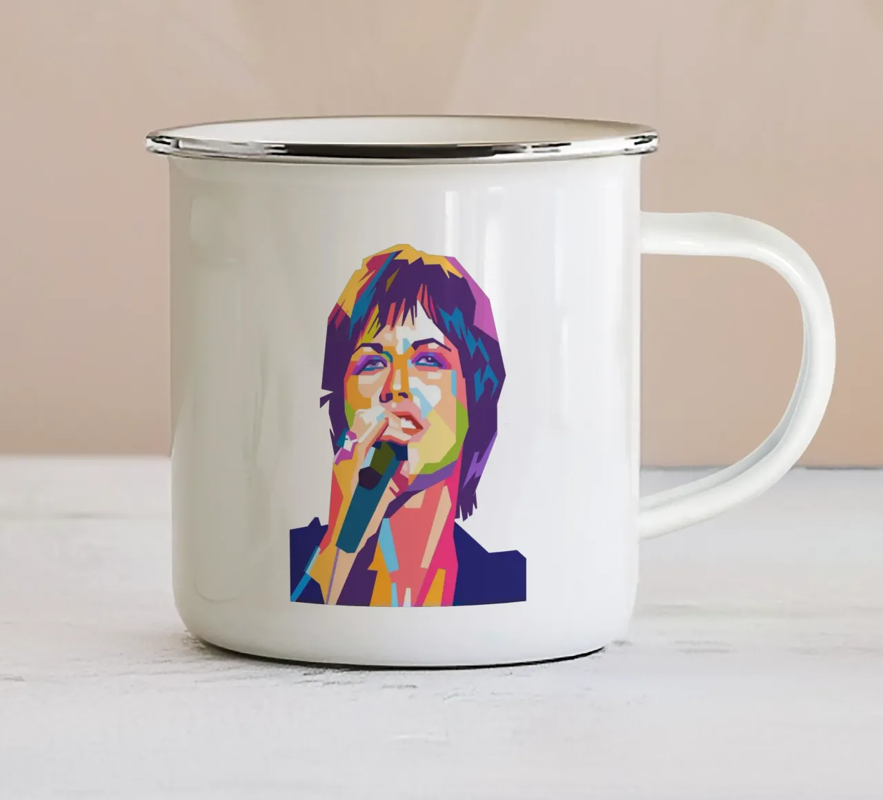 Dolores O Riordan pop art portrait tazza in smalto da Hantamrata