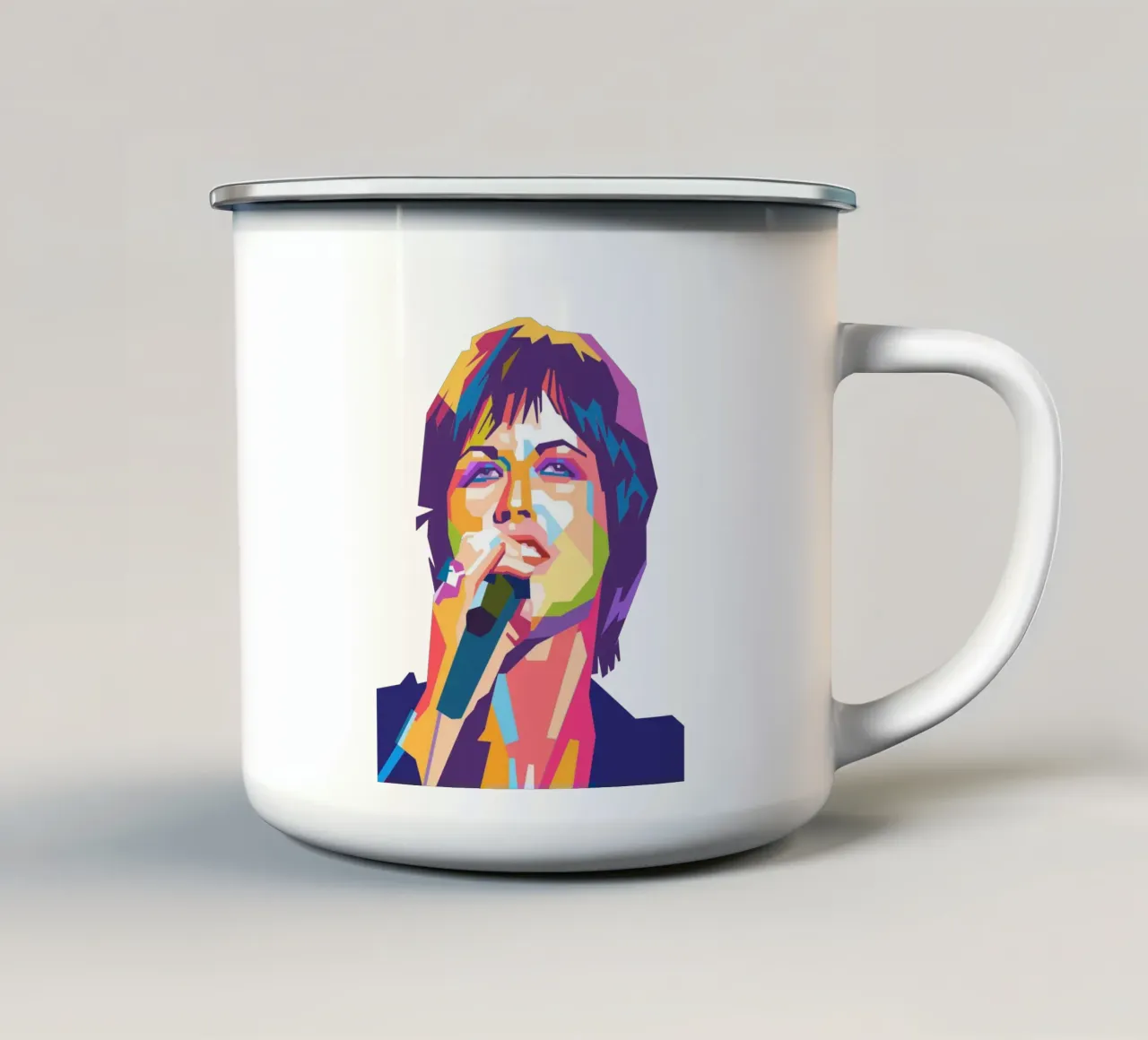 Dolores O Riordan pop art portrait tazza in smalto da Hantamrata