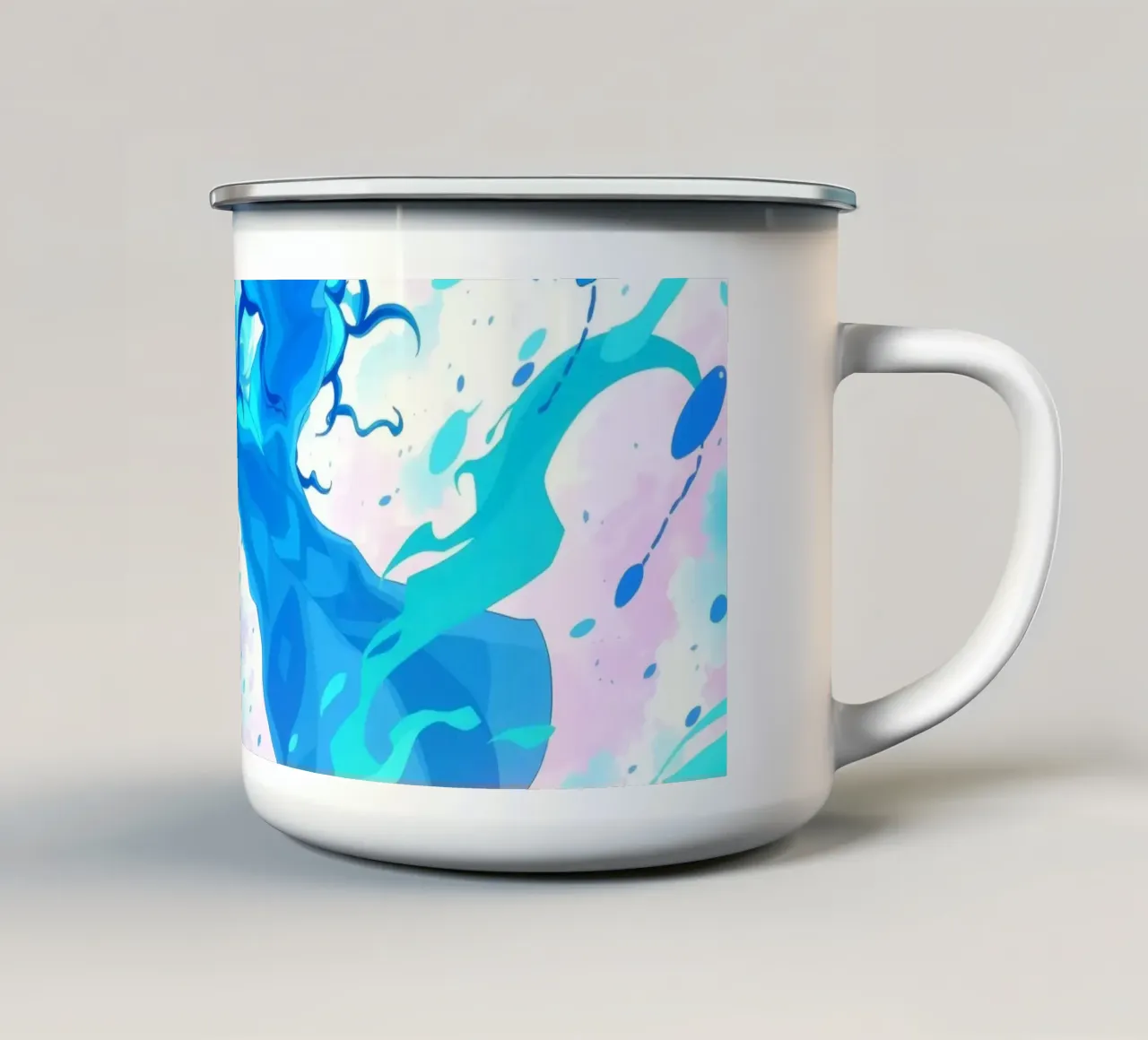 Vibrante fantasia subacquea con linee blu fluide tazza in smalto da DesignDoodle