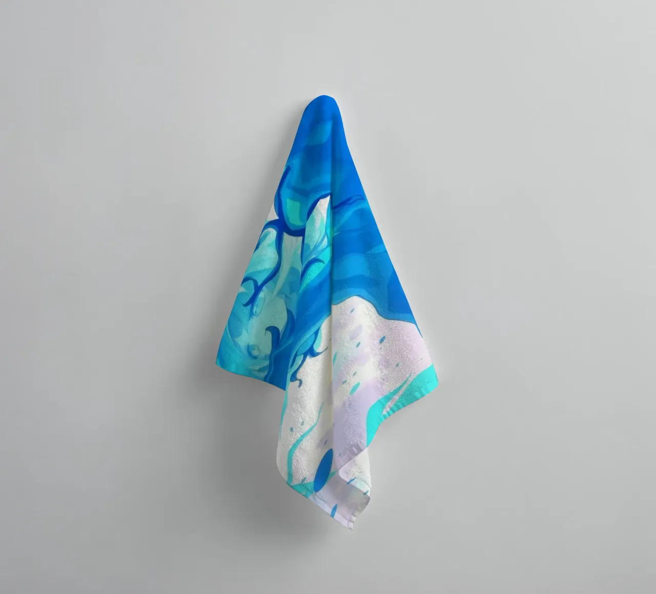 Vibrant underwater fantasy with flowing blue lines towel by DesignDoodle