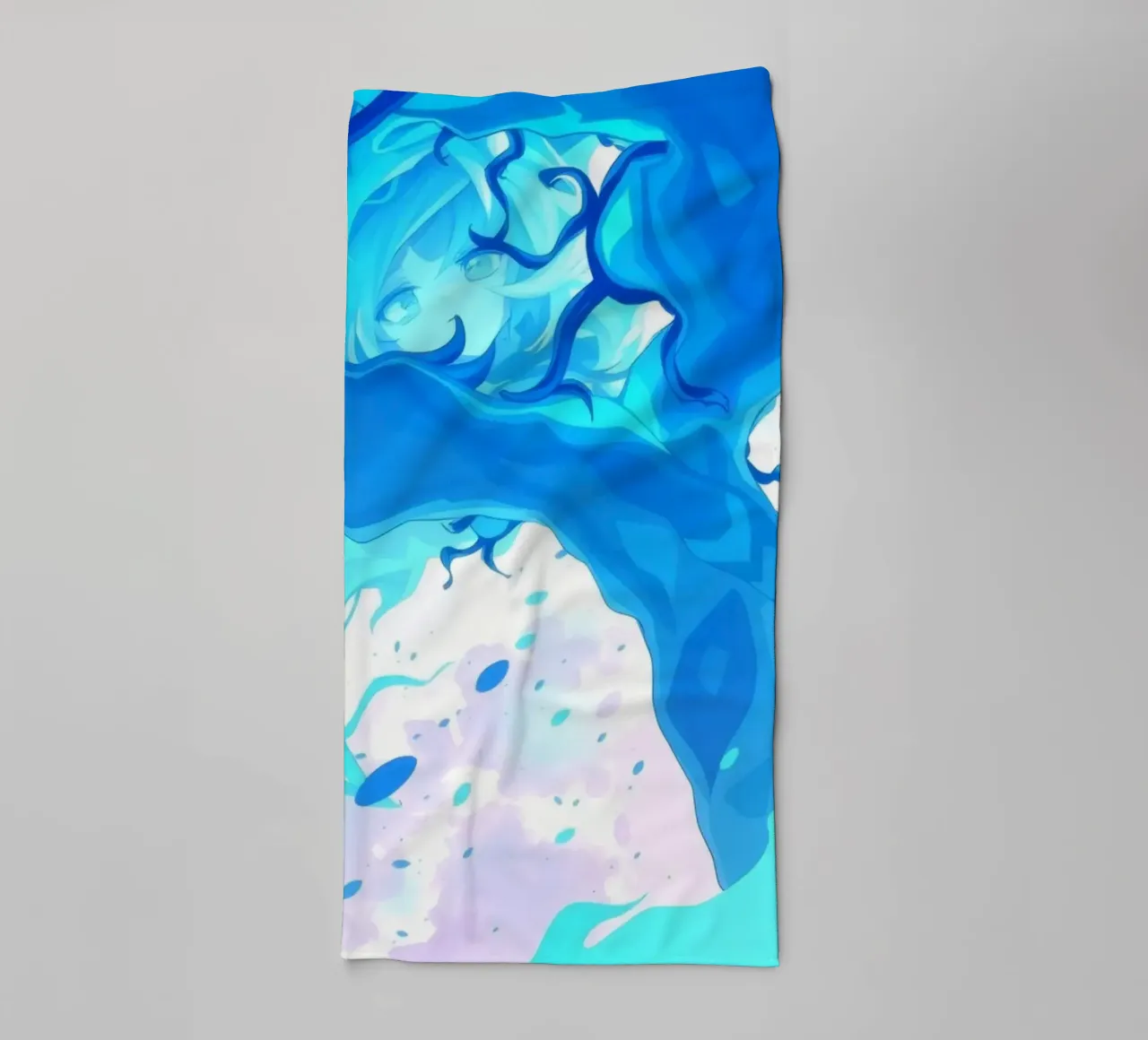 Vibrant underwater fantasy with flowing blue lines towel by DesignDoodle