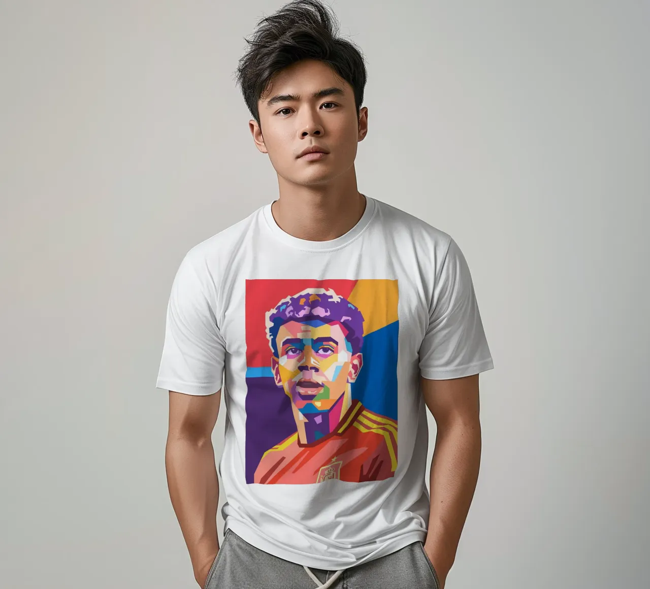Lamine Yamal pop art portrait t-shirt da Hantamrata