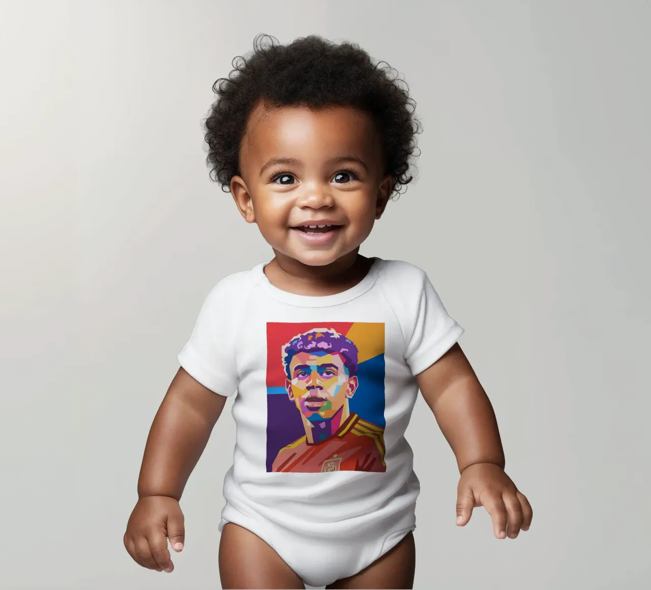Lamine Yamal pop art portrait body neonato maniche corte da Hantamrata