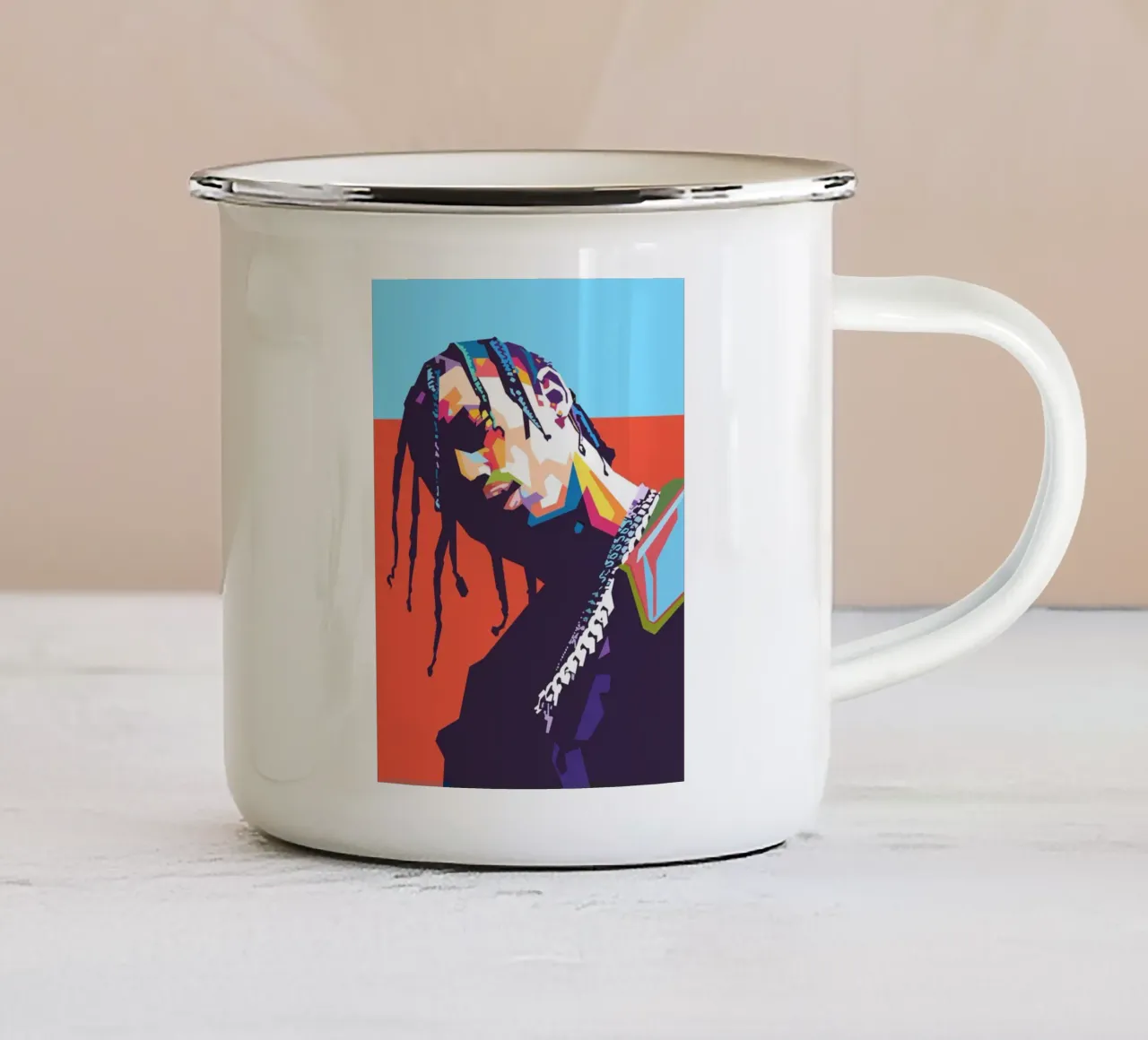 Travis Scott hiphop tazza in smalto da Hantamrata