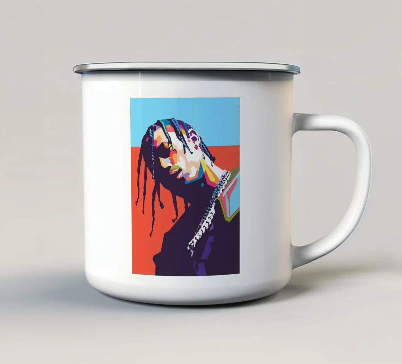Travis Scott hiphop tazza in smalto da Hantamrata