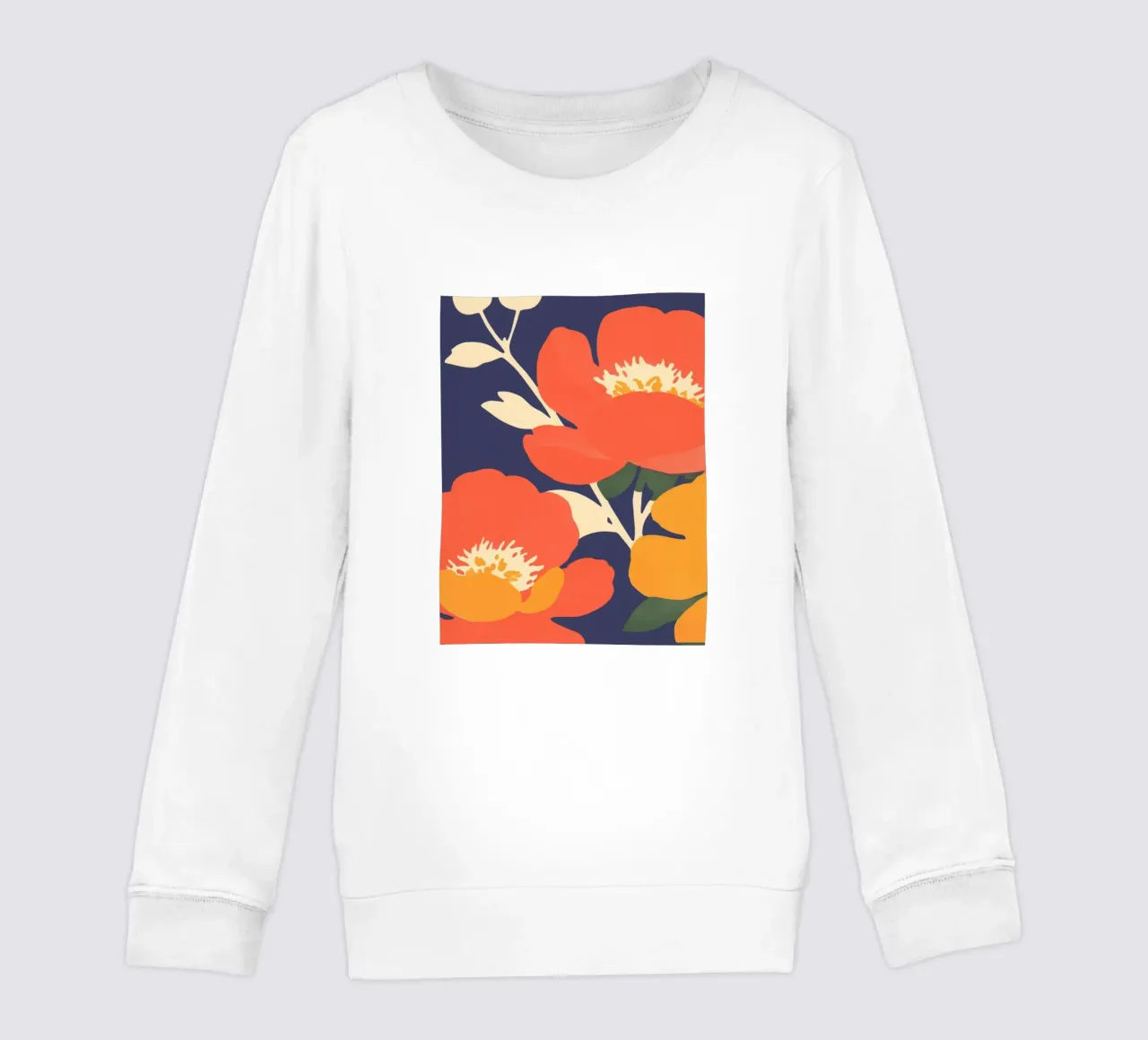 Flower market charm orange kids sweatshirt by Carinaprint