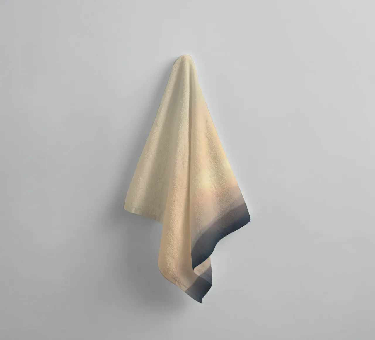 Sunset casting a warm glow over distant mountains and cloude towel by DesignDoodle