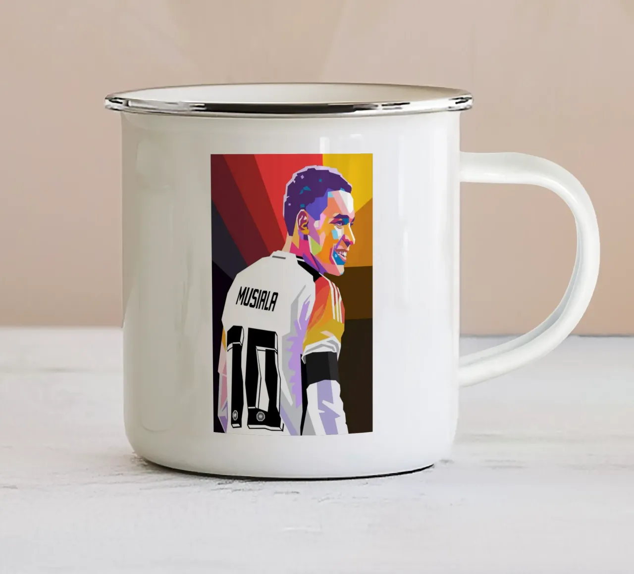 Jamal Musiala pop art tazza in smalto da Hantamrata