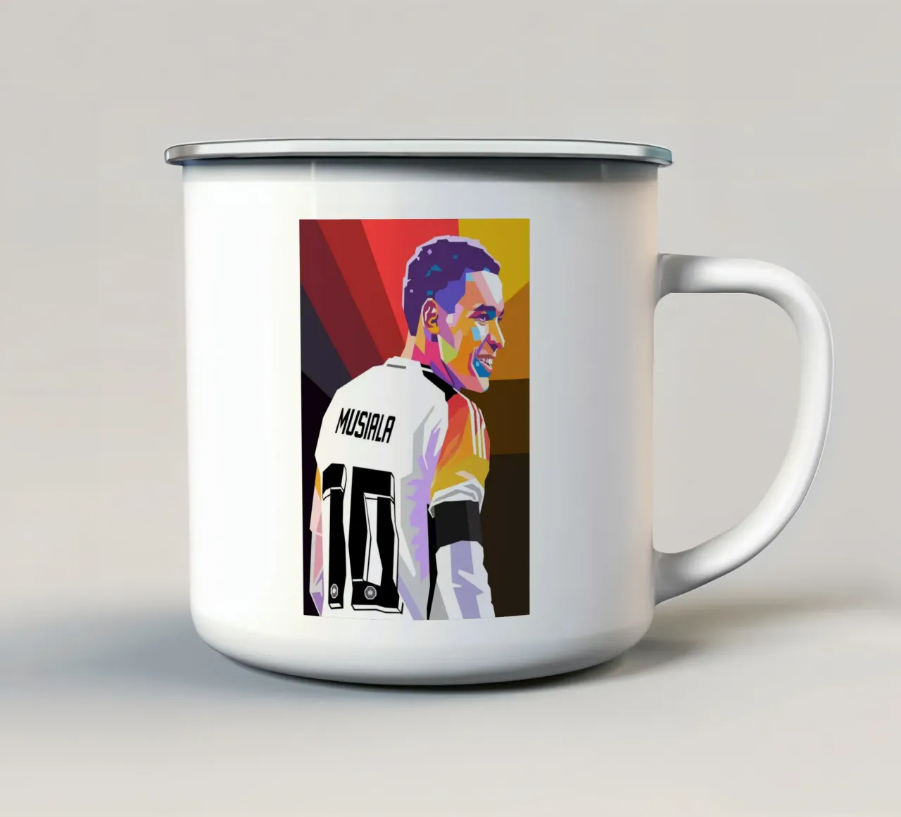 Jamal Musiala pop art tazza in smalto da Hantamrata