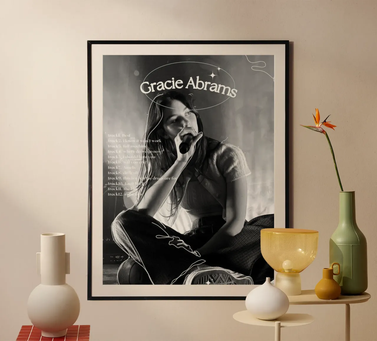 Gracie Abrams album cover poster con telaio in legno da avissta