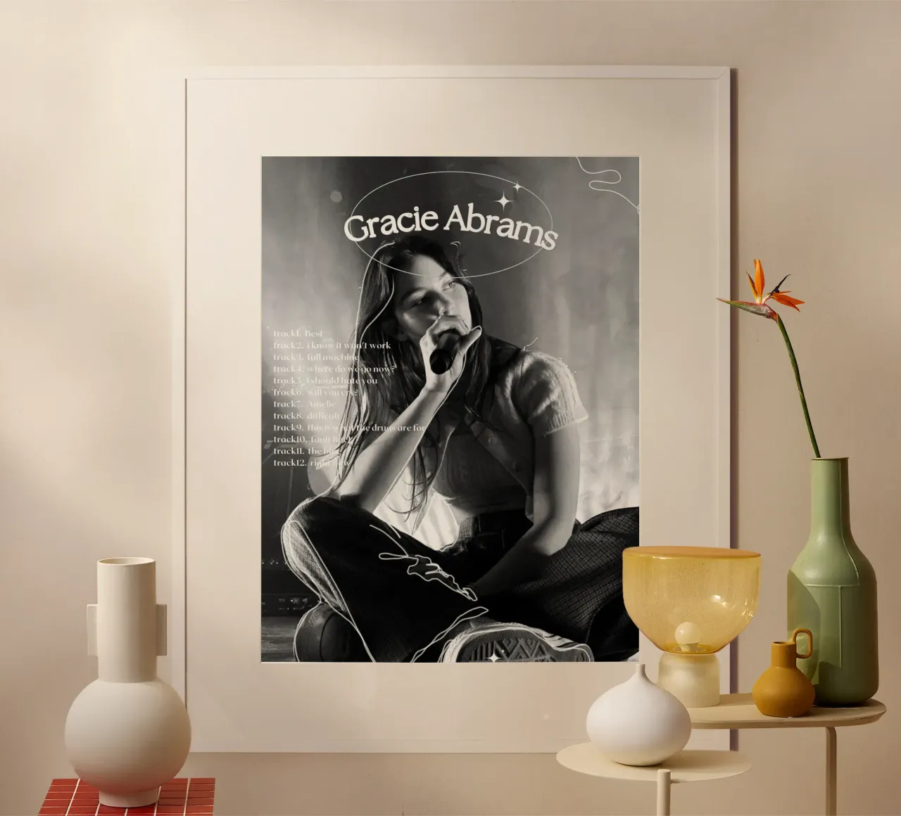 Gracie Abrams album cover poster con telaio in legno da avissta