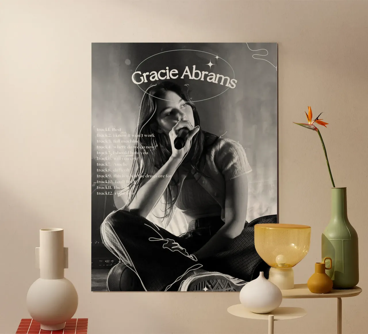 Gracie Abrams album cover poster con telaio in legno da avissta