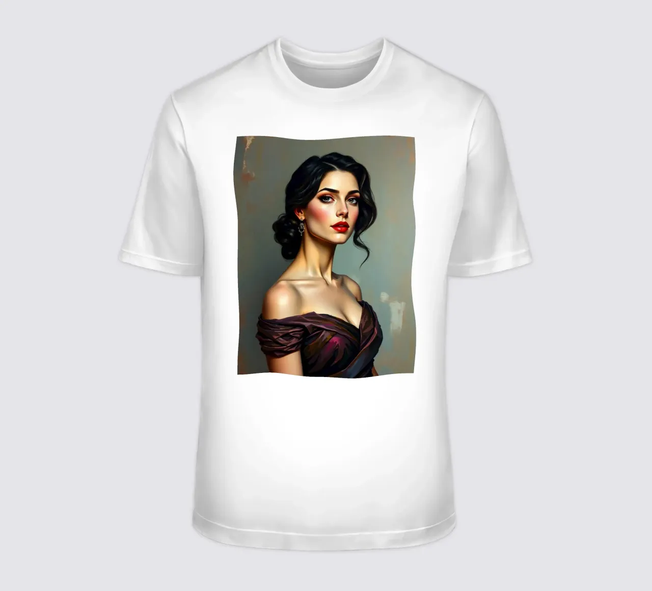 Donna elegante con un abito in stile vintage posa con grazia t-shirt da DesignDoodle