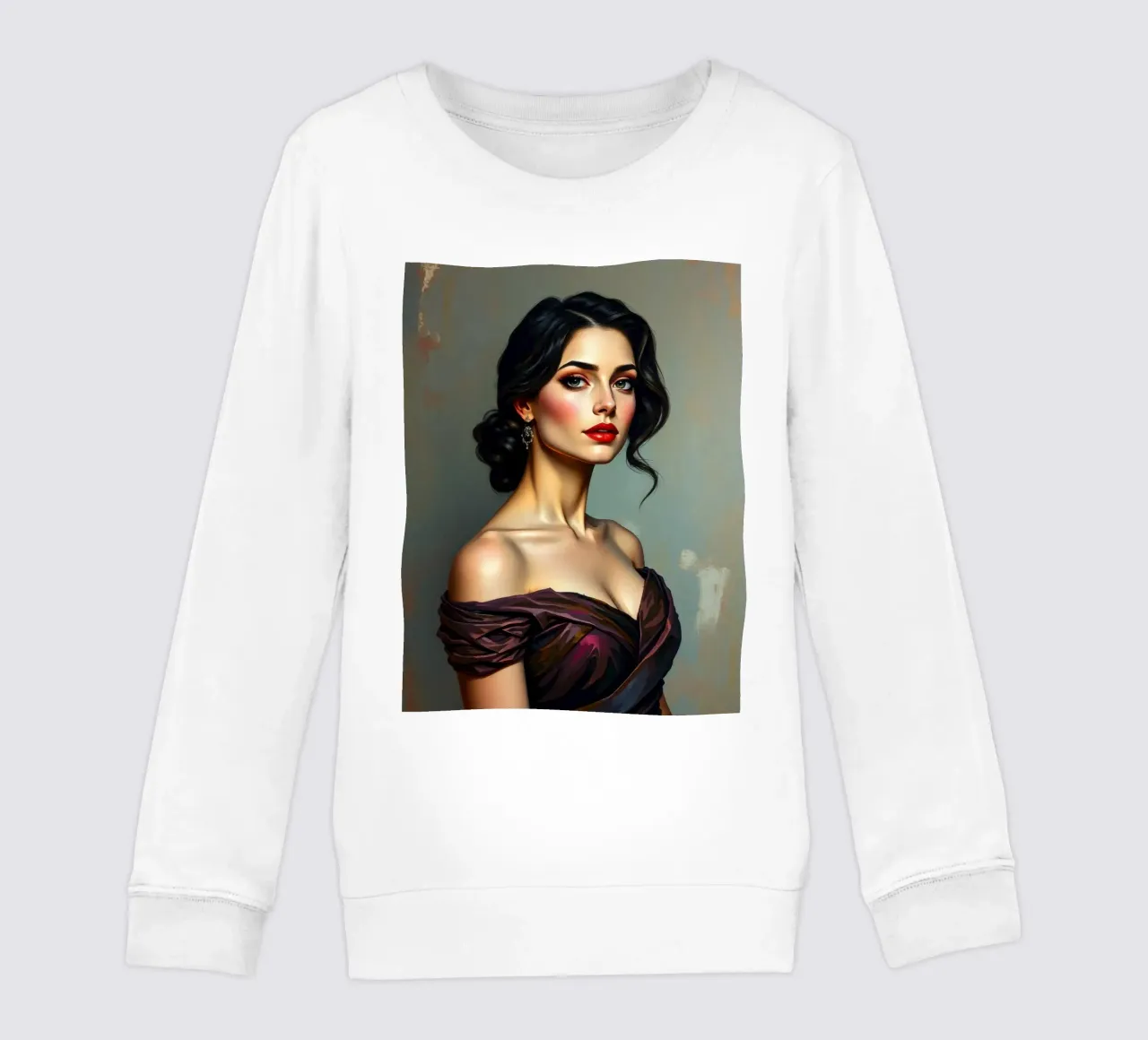 Donna elegante con un abito in stile vintage posa con grazia felpa bambino da DesignDoodle