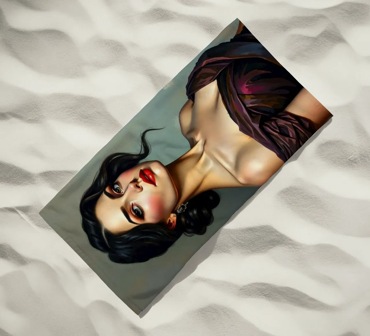 Donna elegante con un abito in stile vintage posa con grazia telo mare da DesignDoodle
