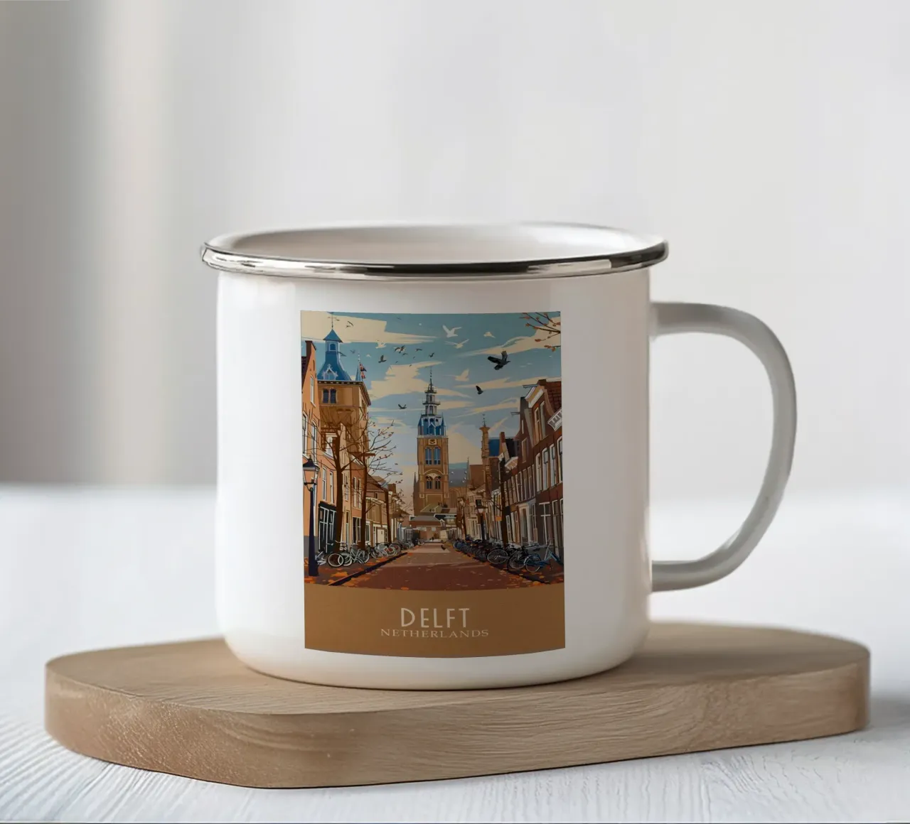 Delft city Netherlands tazza in smalto da Travelstudio