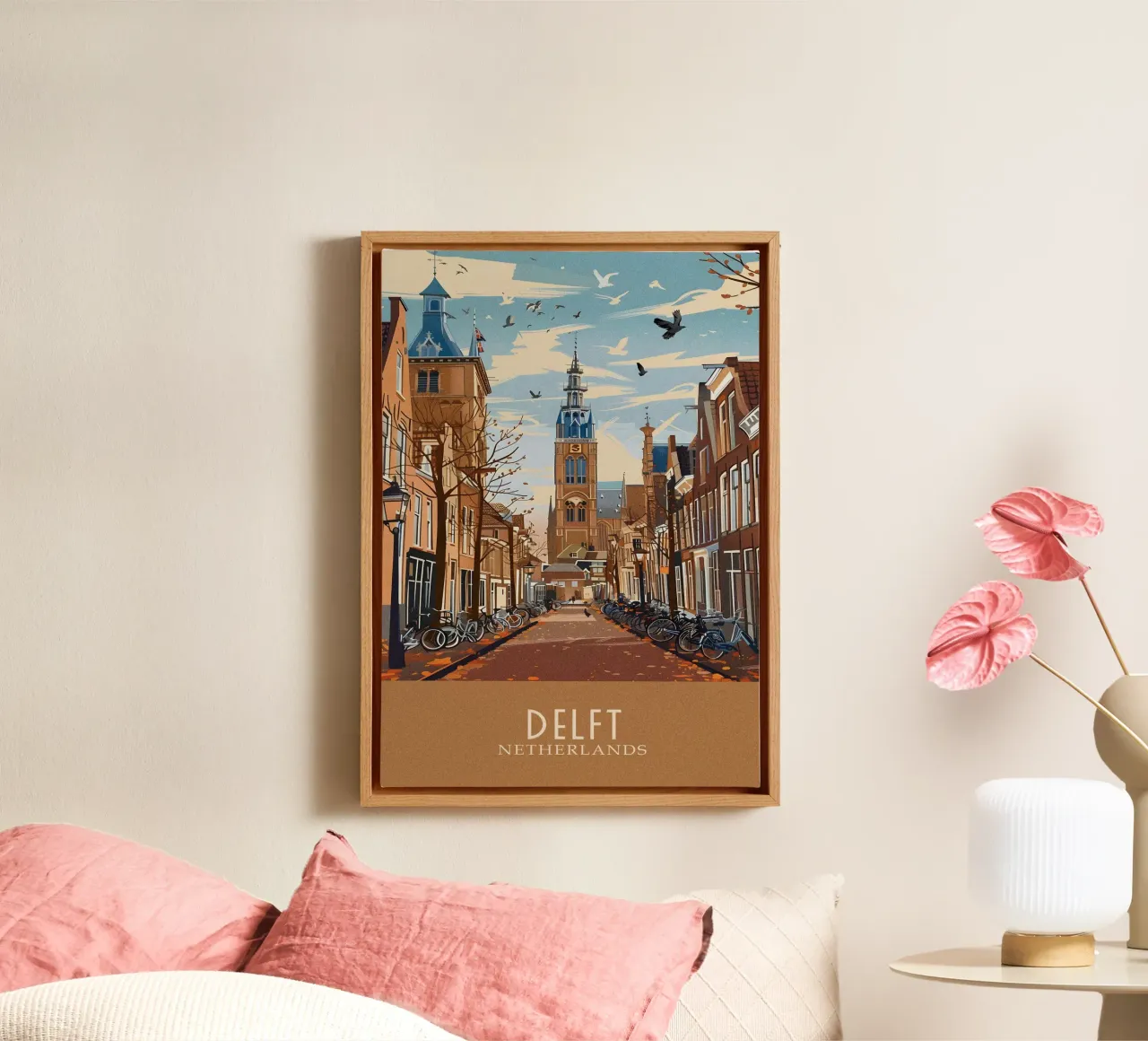 Delft city Netherlands tela con Cornice a cassetta da Travelstudio