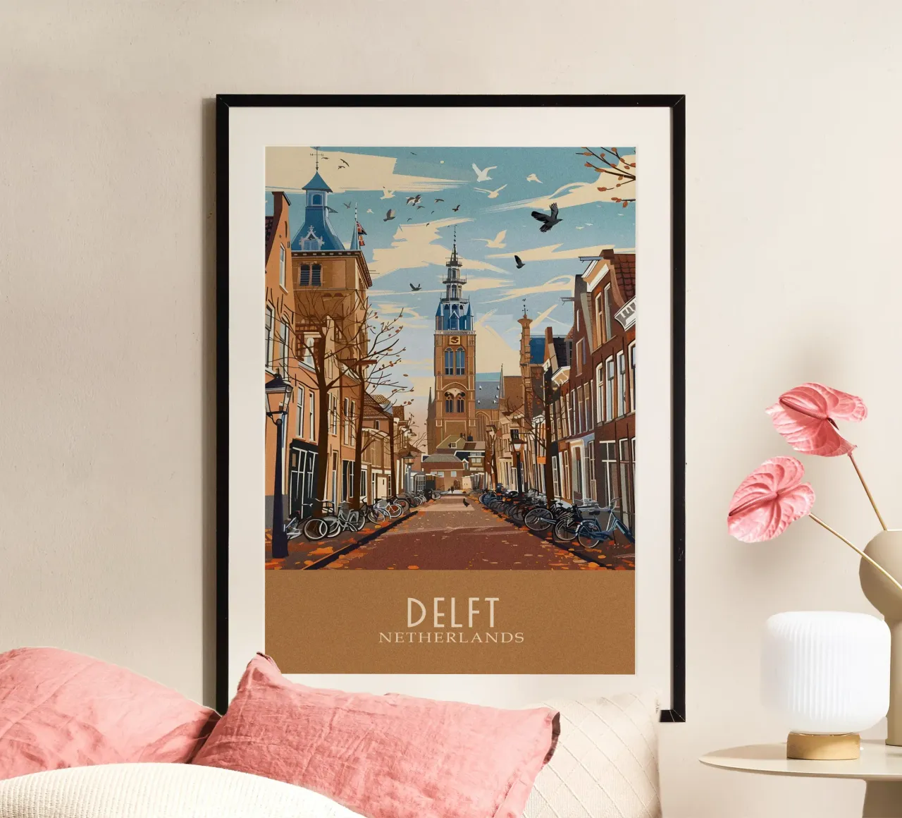 Delft city Netherlands poster con telaio in plastica da Travelstudio