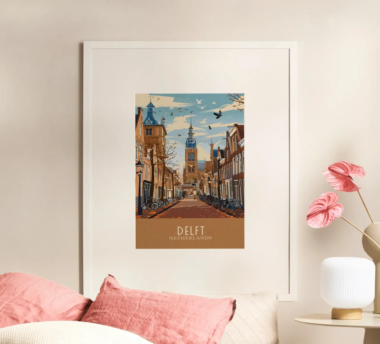 Delft city Netherlands poster con telaio in plastica da Travelstudio