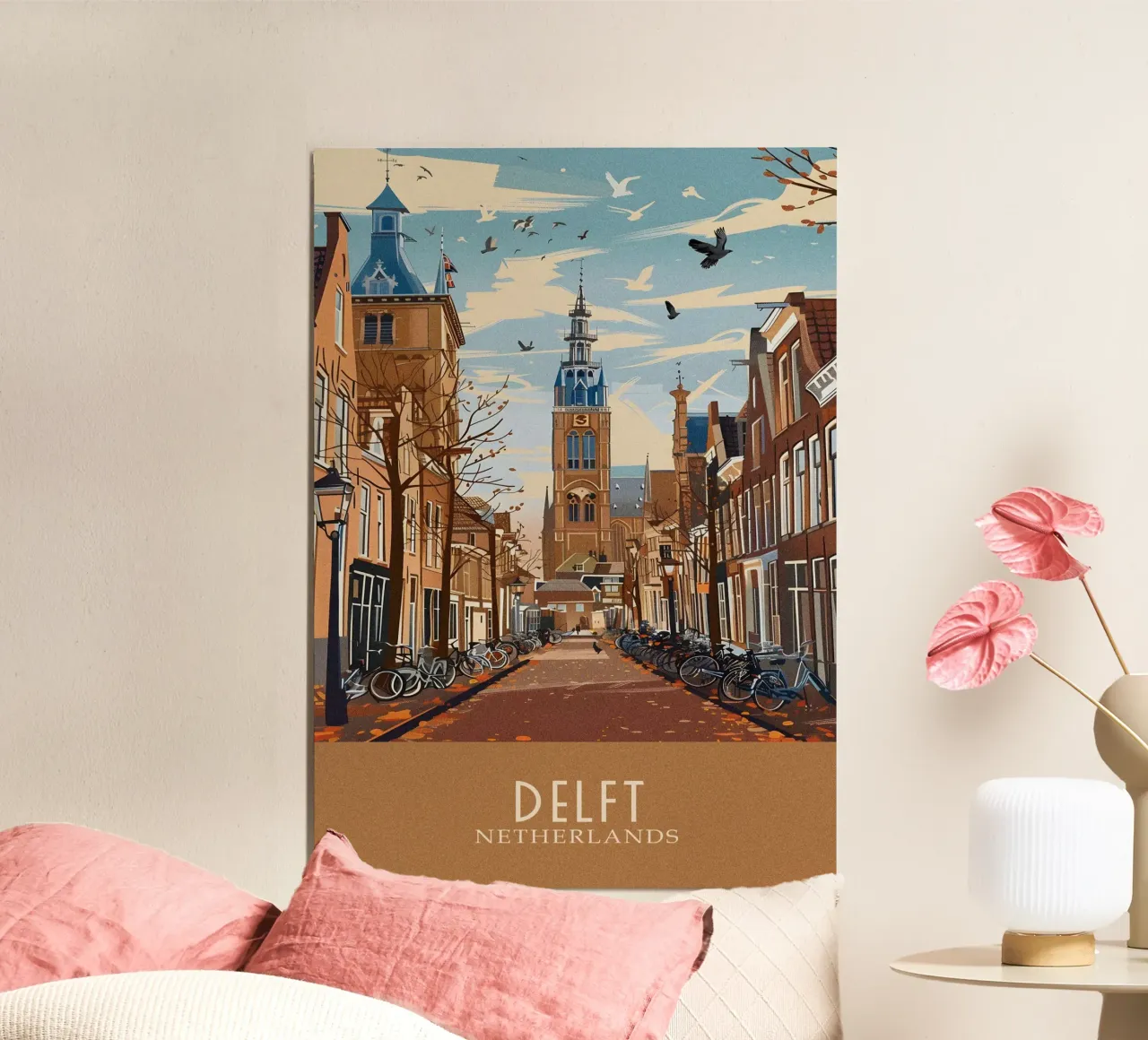 Delft city Netherlands poster con telaio in plastica da Travelstudio