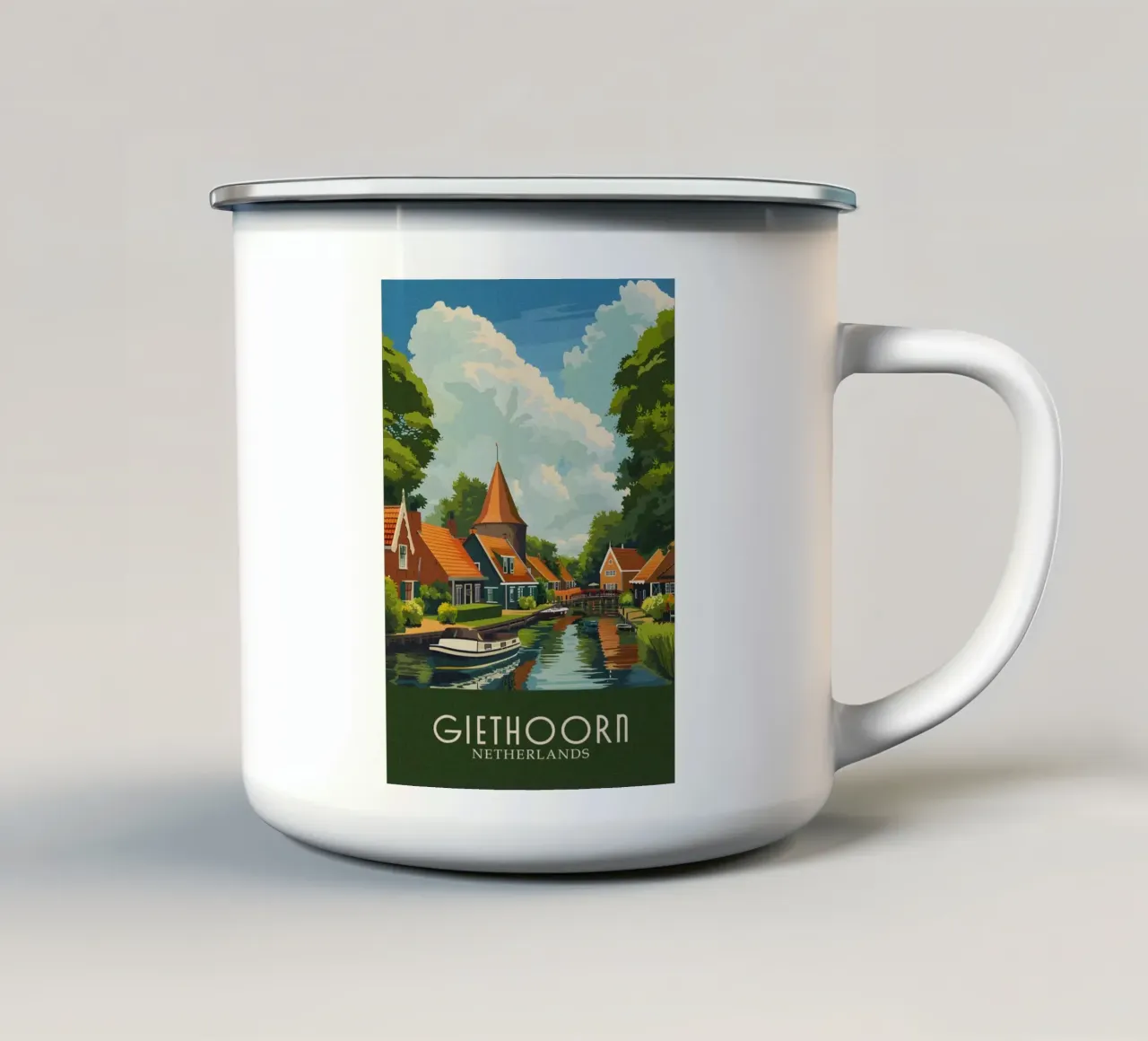 Giethoorn city Netherlands tazza in smalto da Travelstudio