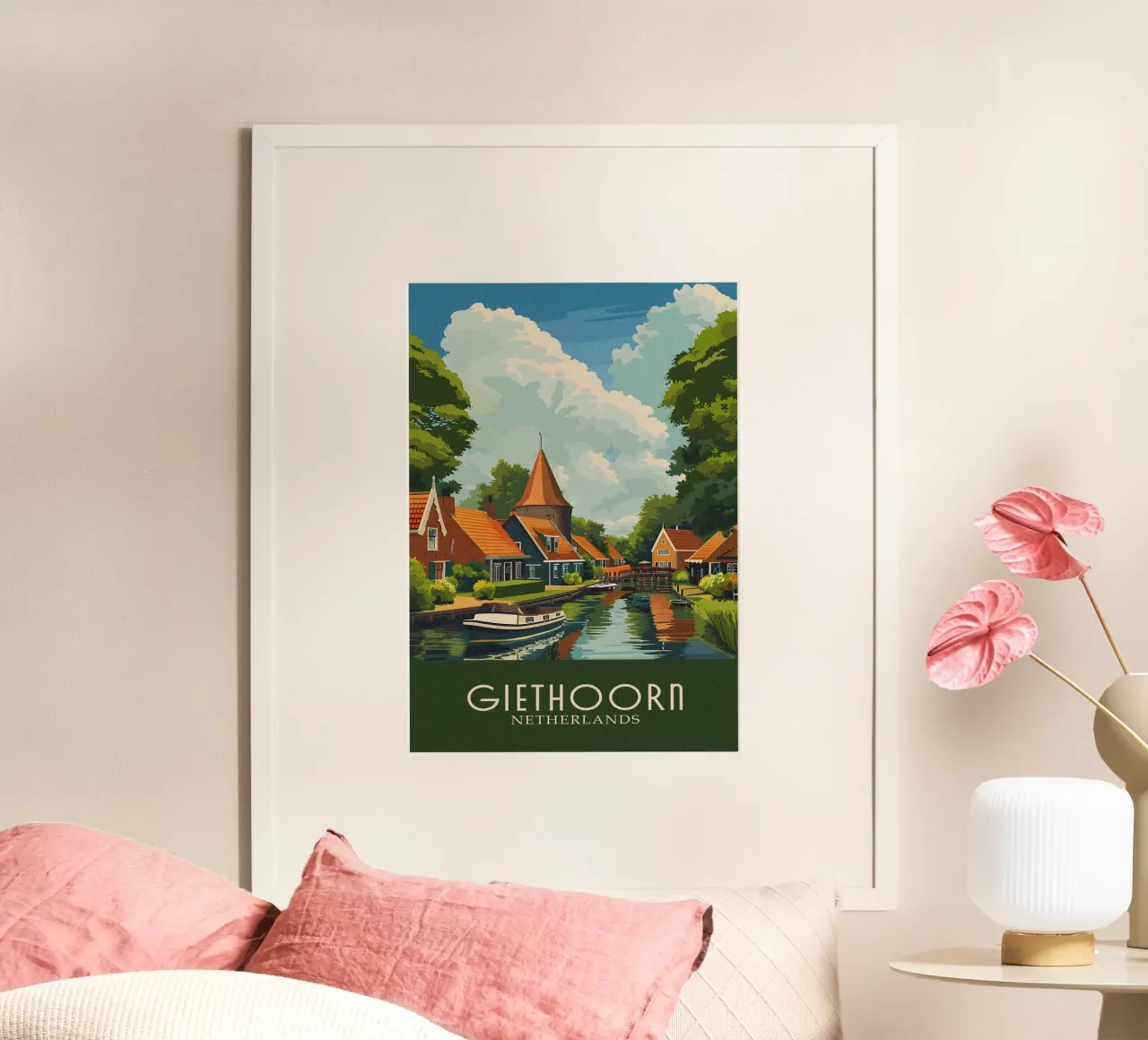 Giethoorn city Netherlands poster con telaio in alluminio da Travelstudio