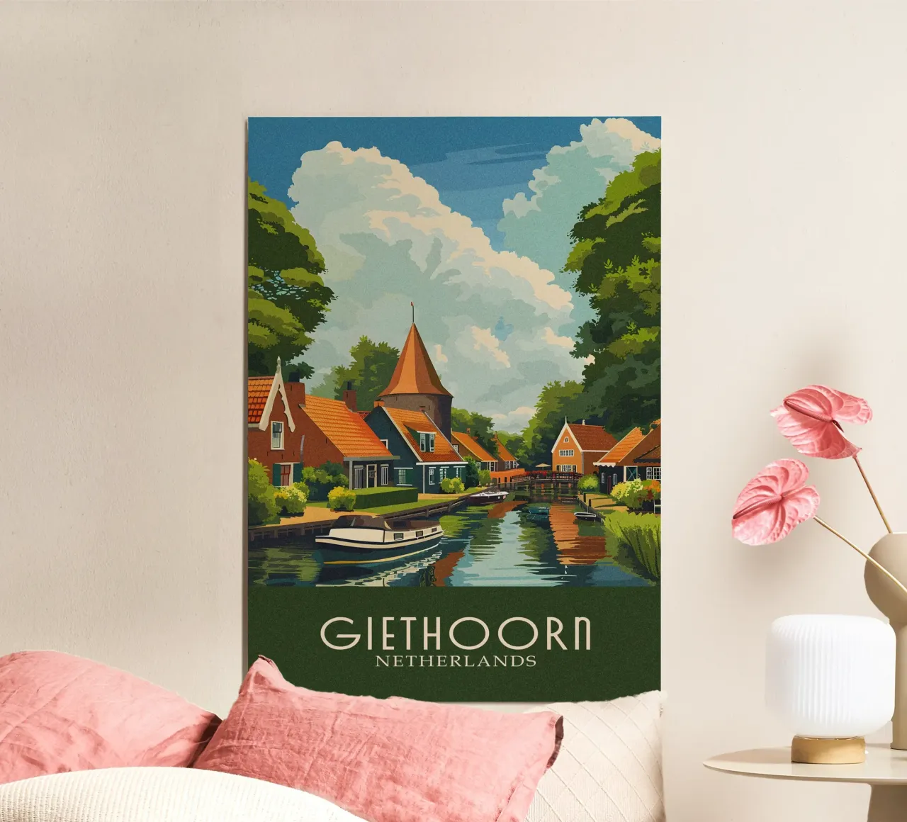 Giethoorn city Netherlands poster con telaio in alluminio da Travelstudio