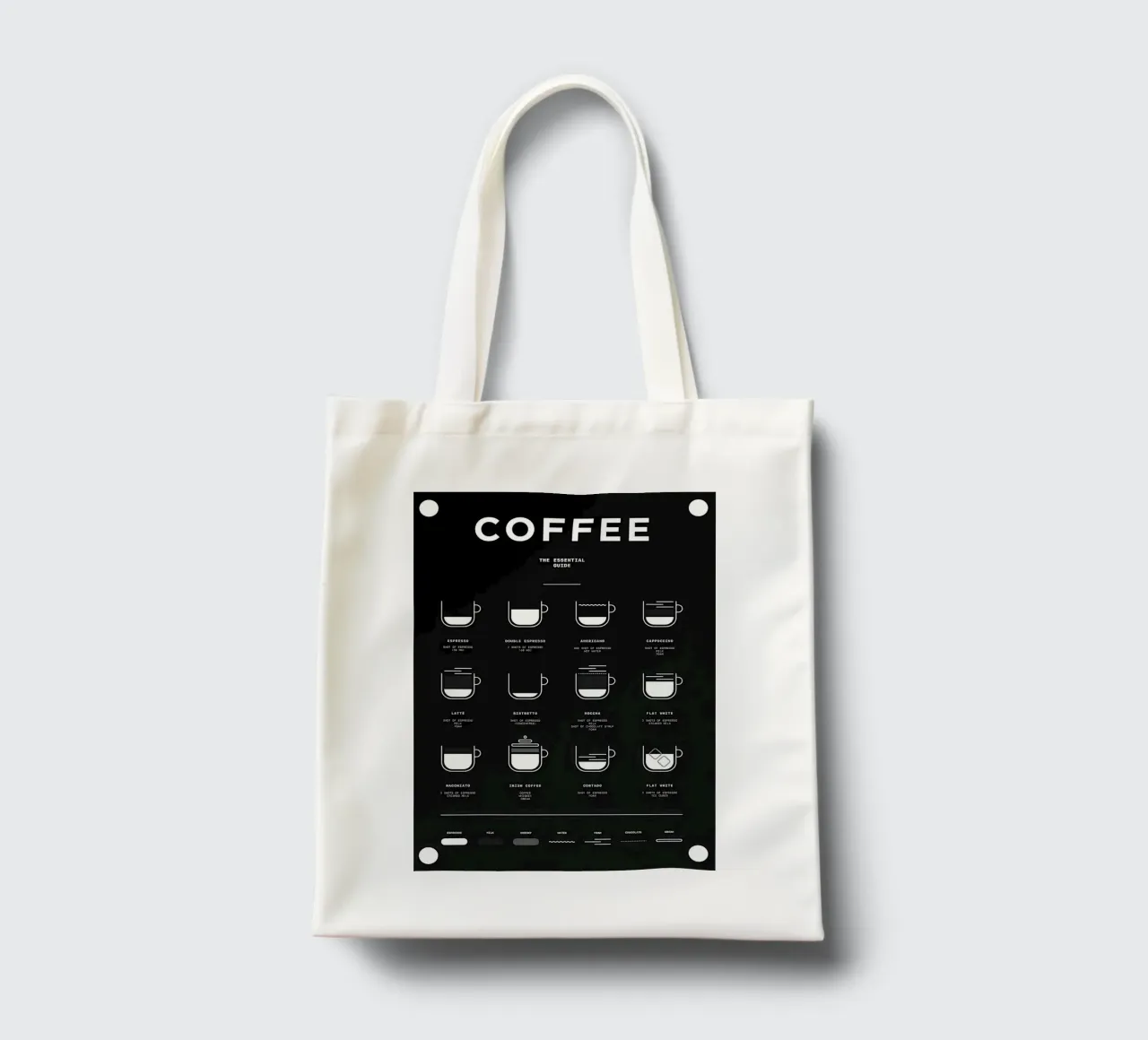 the coffee guide in black tote bag by Eames