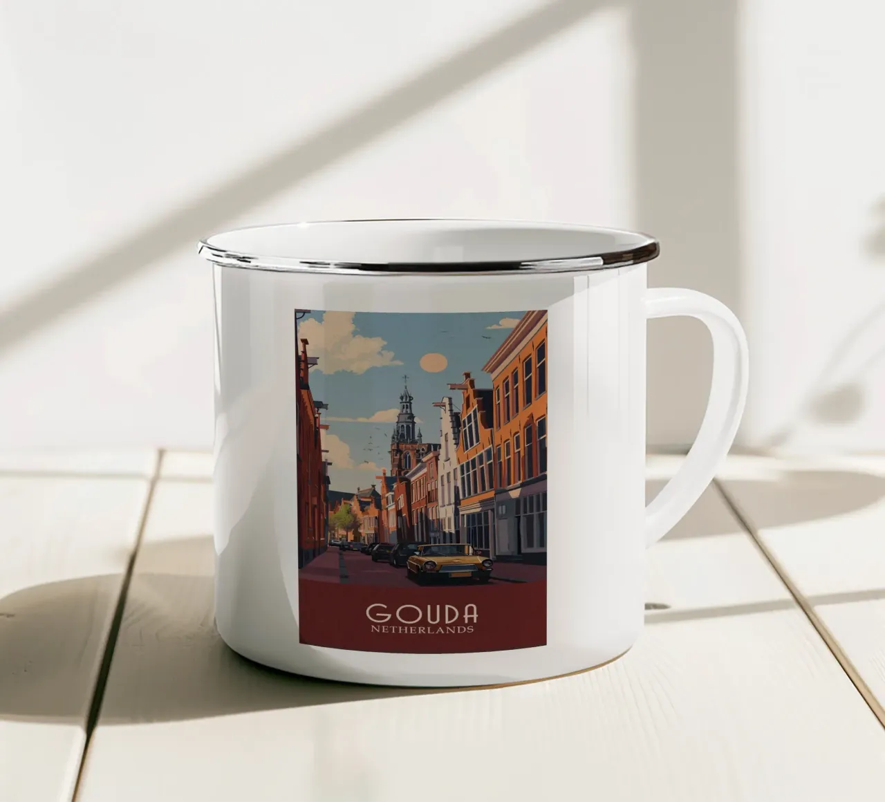 Gouda city Netherlands tazza in smalto da Travelstudio