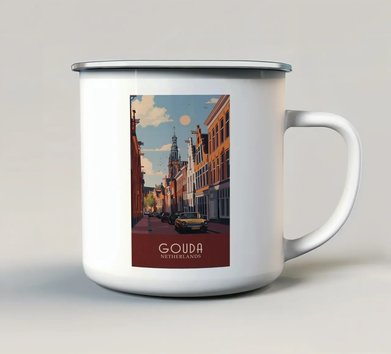 Gouda city Netherlands tazza in smalto da Travelstudio
