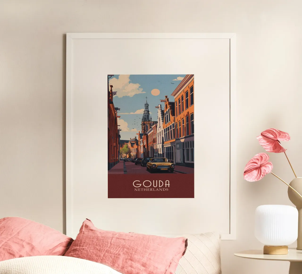 Gouda city Netherlands poster con telaio in plastica da Travelstudio
