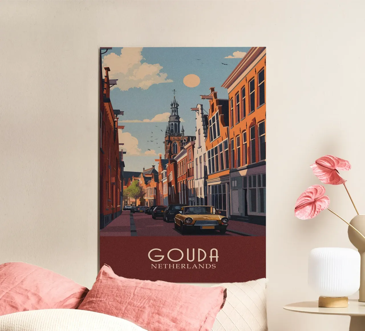 Gouda city Netherlands poster con telaio in plastica da Travelstudio